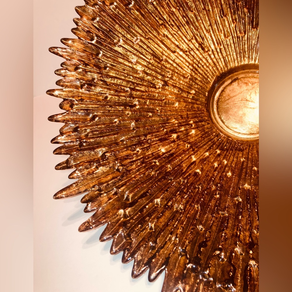 🔥 Rare Vintage MCM Lg Gold & Bronze Icicle Art Glass Decorative Centerpiece Bowl - Picture 4 of 16